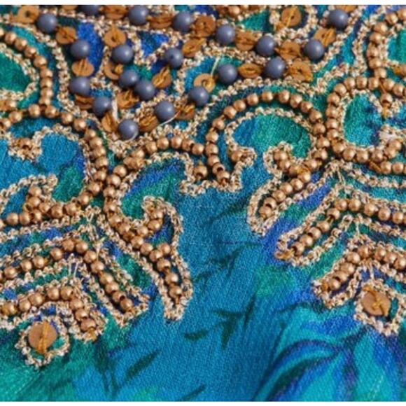 Soft Surroundings NWT Meridian Blue Embellished Bronte Kaftan Tunic & Tank Top - Picture 6 of 10